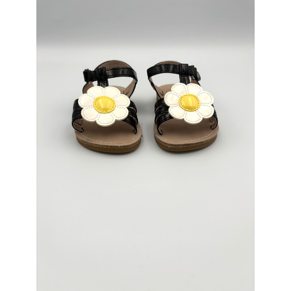 Gymboree Girls Black,‎ White & Yellow Daisy Flower Sandals Size 5